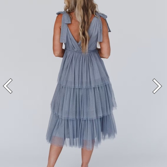 Three Bird Nest Gray Layered Midi Dress - Picture 5 of 11